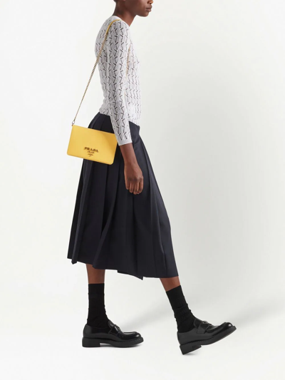 Shop Prada Saffiano-leather Mini Bag In Gelb