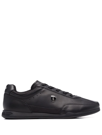 Polo Ralph Lauren Heritage Court Logo-debossed Leather Trainers In Black |  ModeSens