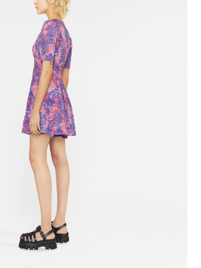 Versace Jeans Couture Versace Jeans  Tapestry Pink Blue Dress In Rosa