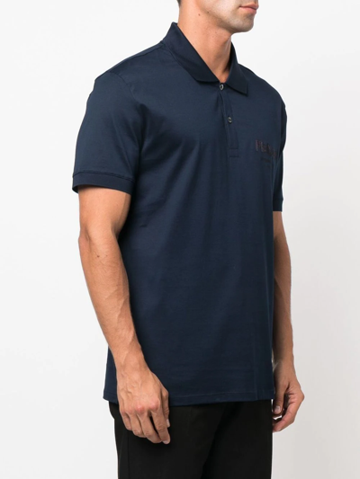 Shop Alexander Mcqueen Graffiti Logo-embroidered Polo Shirt In Blau