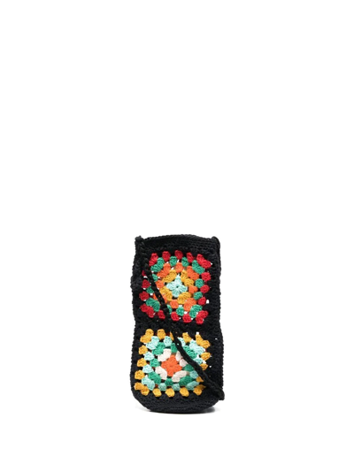 Shop Alanui Crochet Bottle Bag In Schwarz