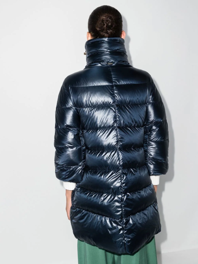 Herno Zippered Quilted Down Jacket In Blau