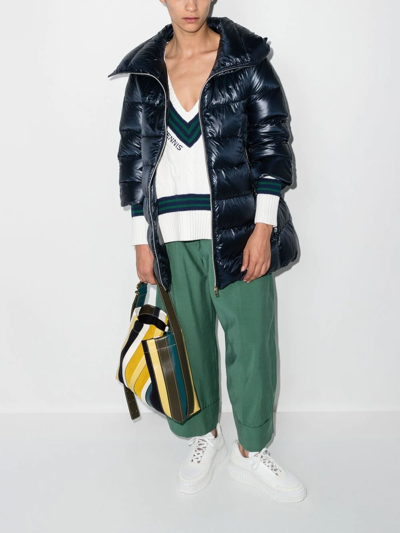 Herno Zippered Quilted Down Jacket In Blau