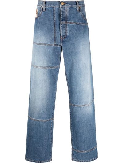Shop Nick Fouquet Panelled Straight-leg Jeans In Blau
