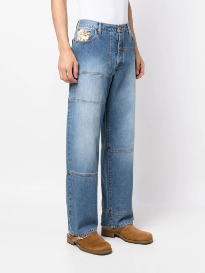 Shop Nick Fouquet Panelled Straight-leg Jeans In Blau