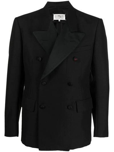 Shop Maison Margiela Double-breasted Mohair Blazer In Schwarz