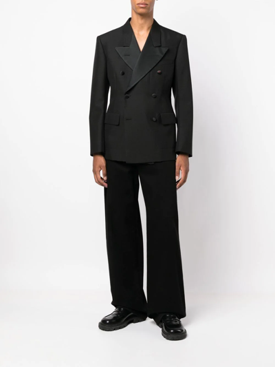 Maison Margiela Double-breasted Grain De Poudre Wool And Mohair-blend Blazer In Schwarz