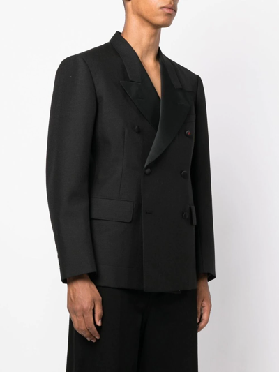 Shop Maison Margiela Double-breasted Mohair Blazer In Schwarz