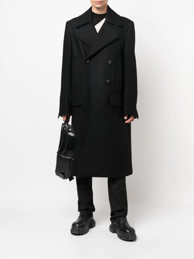 Rick Owens Double-breasted Wide-lapel Coat In Schwarz