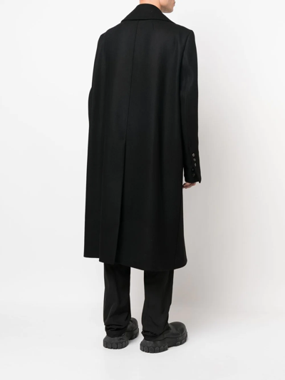 Rick Owens Double-breasted Wide-lapel Coat In Schwarz