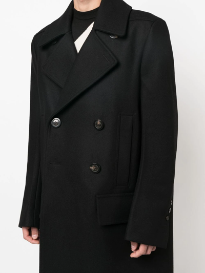 Rick Owens Double-breasted Wide-lapel Coat In Schwarz