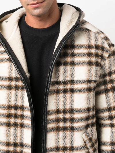 Shop Isabel Marant Checked Leather-trim Hooded Jacket In Nude