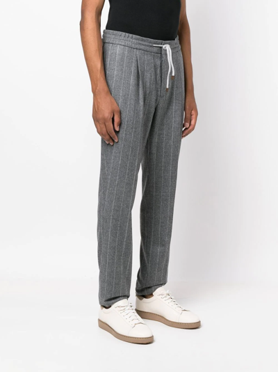 Shop Brunello Cucinelli Stripe-pattern Straight Trousers In Grau