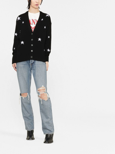Zadig & Voltaire Mirka Star-pattern Cashmere Cardigan In Schwarz