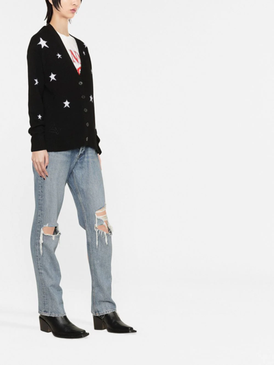 Zadig & Voltaire Mirka Star-pattern Cashmere Cardigan In Schwarz