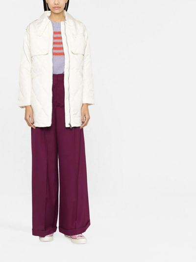 Ganni Off-white Quilted Jacket In Nude