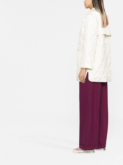 Ganni Off-white Quilted Jacket In Nude