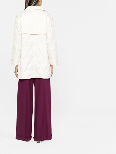 Ganni Off-white Quilted Jacket In Nude