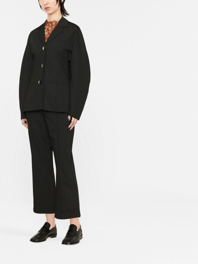 Ganni Black Striped Blazer In Schwarz