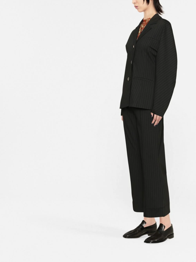Ganni Black Striped Blazer In Schwarz