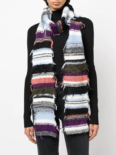 Shop Dorothee Schumacher Stripe-detail Wool Scarf In Blau