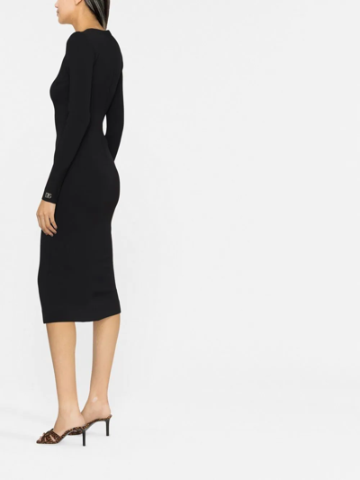 Shop Dolce & Gabbana Long-sleeved Tailored Dress In Schwarz