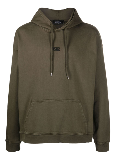 Shop Dsquared2 Embroidered-logo Detail Hoodie In Grün