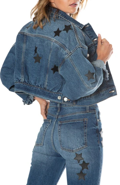 Shop Juicy Couture Star Print Denim Jacket In Dark Wash