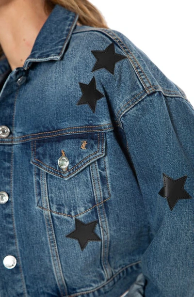 Shop Juicy Couture Star Print Denim Jacket In Dark Wash