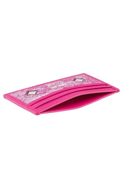 Shop Mcm Portuna Mini Card Case In Pink