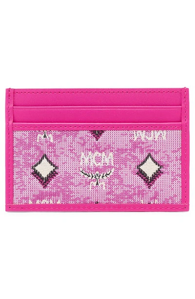 Shop Mcm Portuna Mini Card Case In Pink