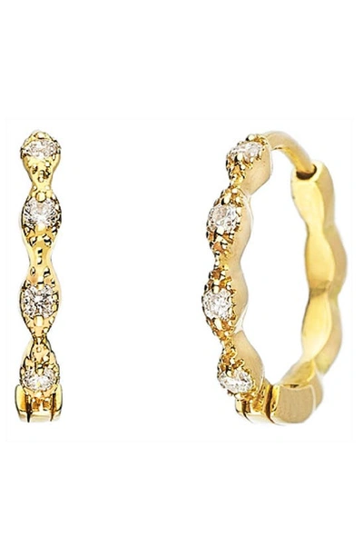 Shop Sethi Couture Eleanor Diamond Huggie Hoop Earrings In Yellow Gold
