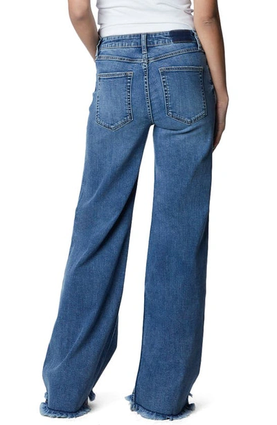 Hint Of Blu Mighty High Waist Wide Leg Jeans In Ocean Blue Light