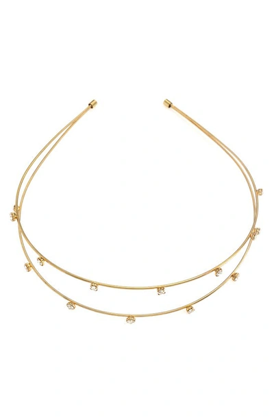 Shop Ettika Double-row Wire & Crystal Headband In Gold