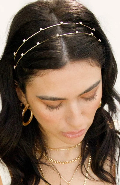 Shop Ettika Double-row Wire & Crystal Headband In Gold