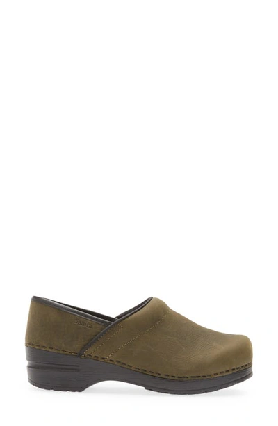 Shop Sanita Professional Leather Clog In Olive