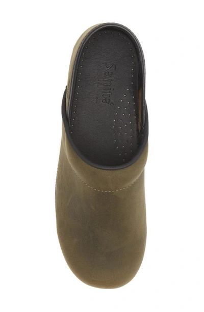 Sanita Professional Leather Clog In Olive