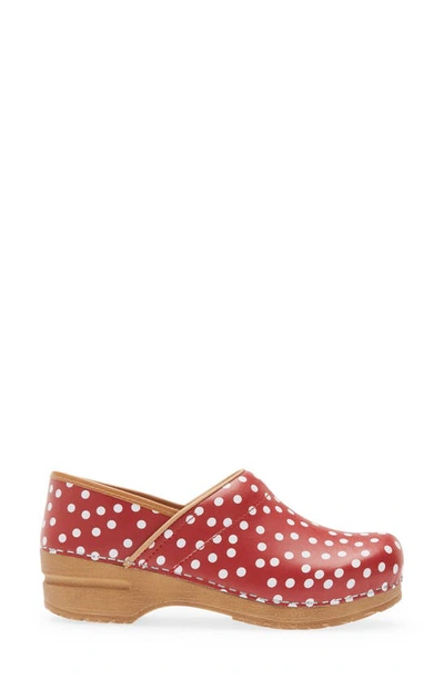 Sanita Roxbury Polka Dot Clog In Red