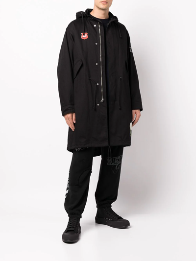 Undercover Floral-print Hooded Jacket In Black