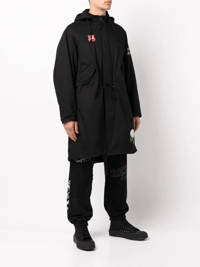 Shop Undercover Floral-print Hooded Jacket In Black
