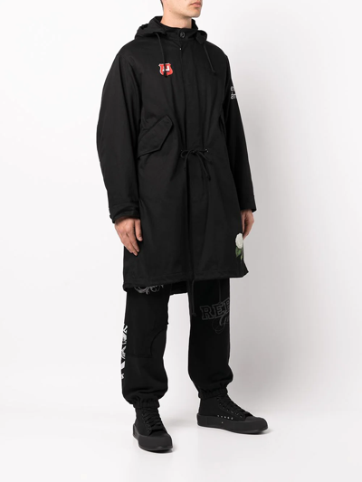 Undercover Floral-print Hooded Jacket In Black