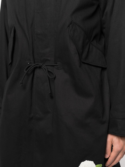 Shop Undercover Floral-print Hooded Jacket In Black