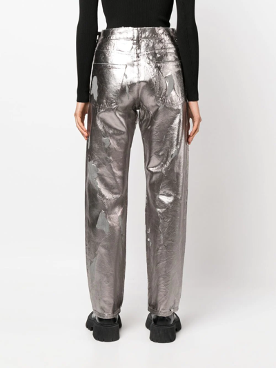 Diesel Metallic-effect Distressed Jeans In 灰色