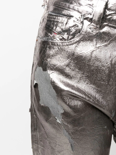 Diesel Metallic-effect Distressed Jeans In 灰色