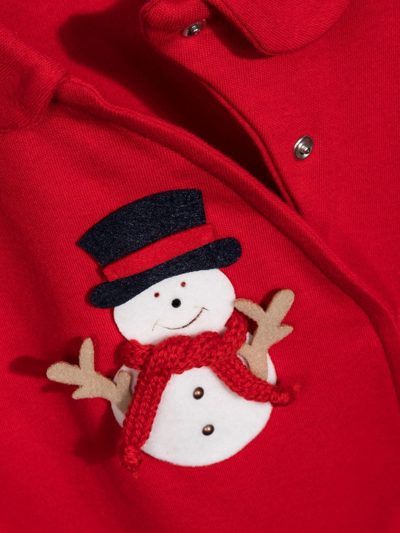 Shop La Perla Snowman-patch Babygrow Set In 红色