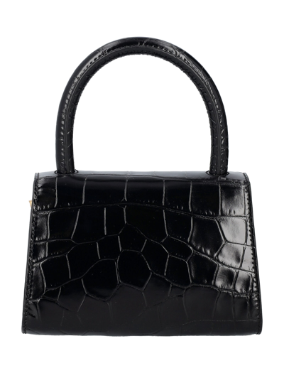 Shop By Far Mini Croco Embossed Leather Bag In Black
