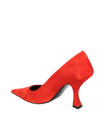 Shop By Far Viva Pomodoro Suede Leather Heel In Red