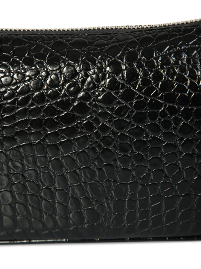Shop By Far Rachel Black Croco Embossed Leather Bag