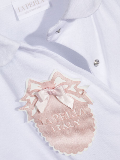 Shop La Perla Logo-patch Bodysuit Set In White