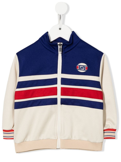 Gucci Logo-patch Panelled Bomber Jacket In Neutrals